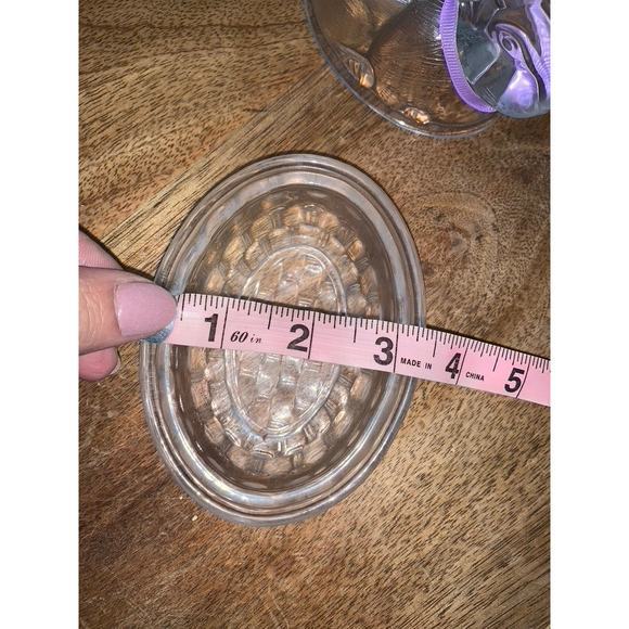 Vintage Lilac Glass Bunny Basket‎ Weave Trinket Dish by LE SMITH - Picture 6 of 6